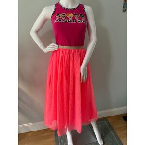 Cat and Jack Neon Pink Gold Glitter Polka Dot Tulle Skirt size Girls XL 14/16